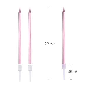 Velas de aniversário, 6 pçs/set altas e finas douradas e prateadas bolo de aniversário para decoração de festa de aniversário - Product Image 6