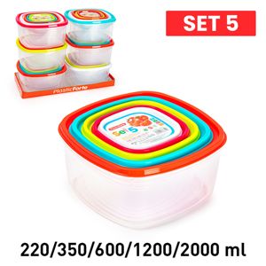 Contenitori Quadrati per Alimenti PlasticForte 220-2000 Ml Set Durevole e Riutilizzabile per Conservazione Domestica - Product Image 1