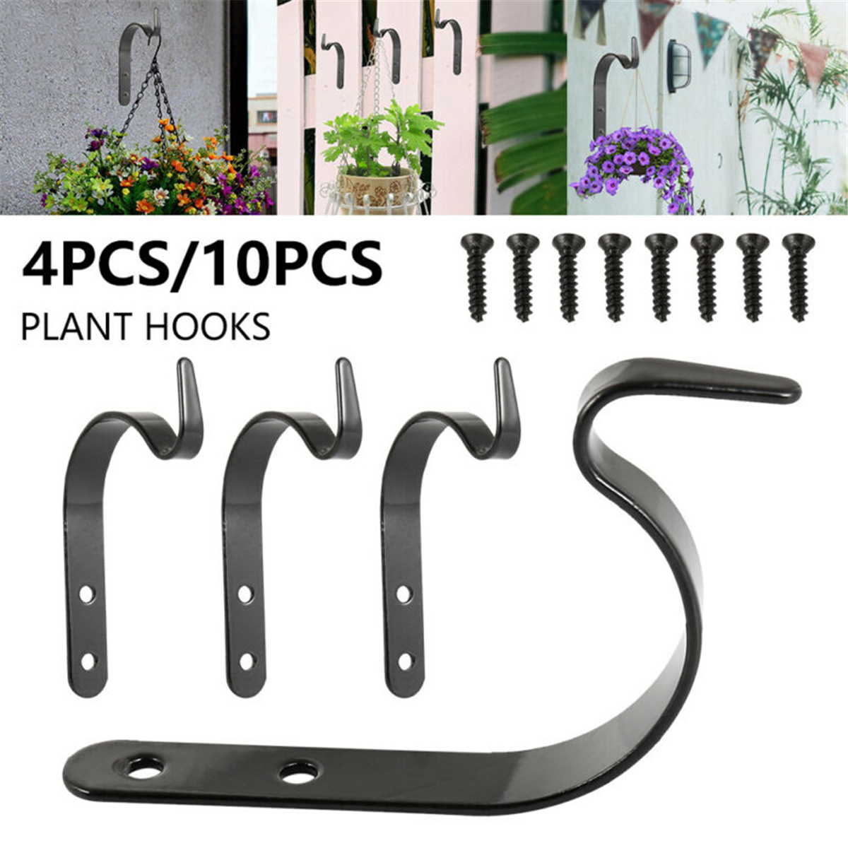 1PCS Garden Hanging Wall Brackets Outdoor Basket Flower Plant Pot Hanger Metal Hook Decor