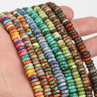 Perles plates en pierre de turquoise naturelle multicolore de 6x2 mm, en forme de disque, pour la fabrication de bijoux, bracelets et colliers