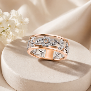Anello con Design Floreale Bicolore per Donne - Product Image 3