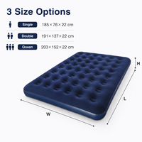 Matelas gonflable multi-tailles, couleur unie, confortable, pour dormir, matelas gonflable floqué pour la maison ou le camping