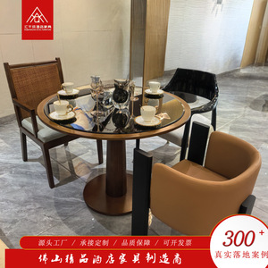 Foshan Hotel Furniture Round Dining Table <b>Set</b> Wood Frame Durable <b>Restaurant</b> Use - Product Image 1