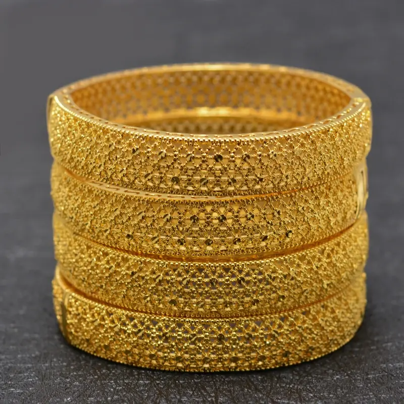 Indian Bridal Luxury 24k Gold Plated Bangles Bracelets Africa Wedding Hand Jewelry for Dubai Party Jewellery Gifts