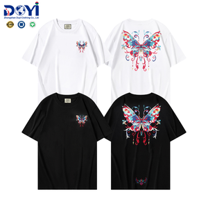 T-shirt unisexe surdimensionné à manches courtes DUYI brodé 100% coton, motif floral <span class=keywords><strong>psychédélique</strong></span> vibrant, personnalisable OEM ODM, streetwear - Product Image 3