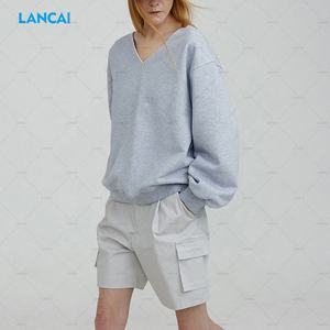 Fabricante de ropa de marca privada personalizada para mujer de gran tamaño 100% algodón 320Gsm Terry Plain Solid Pullover sudaderas - Product Image 2