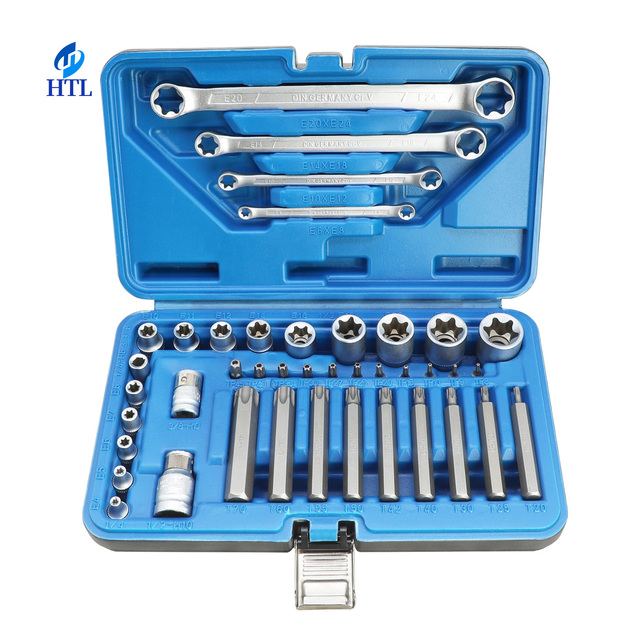 HTL Universal 41Pcs Torx Star Screwdriver Wrench Bit Set Metric Hex Socket for Auto Car Repair Tools