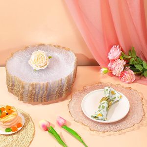 Assiettes de service de luxe en plastique transparent durable, bordées d'or, faites à la main, pour banquets de mariage, décoration rétro classique, personnalisables - Product Image 6