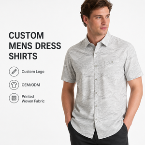 Camisas de Vestir Personalizadas para Hombre, Manga Corta, Estampadas, con Botones, Tejidas, Marca Privada, Fabricante y Proveedor Mayorista OEM ODM - Product Image 1