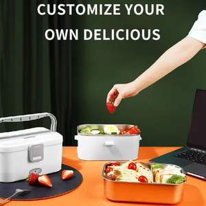 Ensemble de boîte à lunch électrique portable Utilisation à domicile, au bureau et en voiture Réchauffeur de nourriture en acier inoxydable pour le chauffage Sûr pour la cuisine et la chambre - Product Image 3