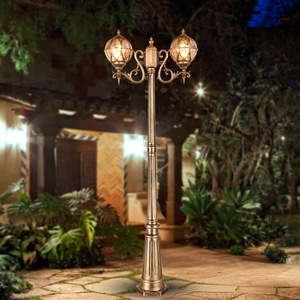 Lampadaire de jardin extérieur en laiton, LED blanc chaud, abat-jour en verre, IP66, AC 220V, 2700K, garantie 10 ans, détecteur de mouvement, alimenté par énergie solaire - Product Image 4