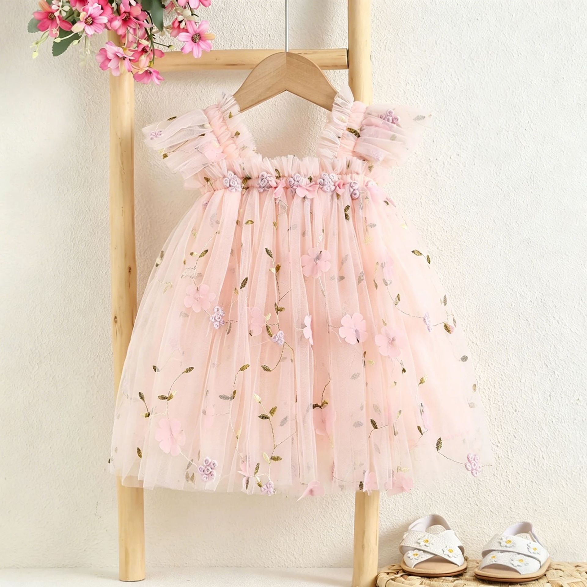 Petite fleur patch rose Barbie