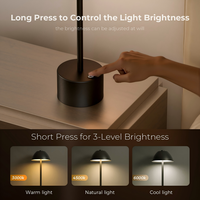 Lampe de table LED sans fil rechargeable à piles, ambiance créative, vente chaude, best-seller, pour chambre à coucher, café, bureau