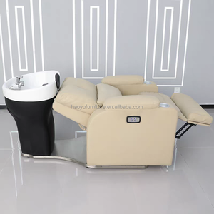 Chaise de shampooing électrique en cuir synthétique moderne Base en acier inoxydable Bol en céramique Chaise à rotation de 360 degrés pour <span class=keywords><strong>salon</strong></span> de coiffure - Product Image 5