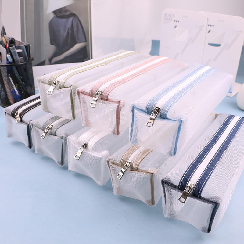 Прозрачный пенал большой емкости для хранения косметики сумка пенал на молнии для школы и офиса