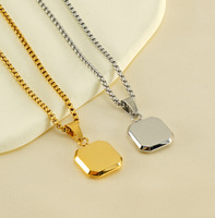 Collier pendentif géométrique en pierre naturelle Ganku TRENDY, serti de pierres, chaîne à maillons pour femmes, plaqué or 18 carats, acier inoxydable