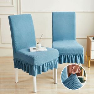 Housses de chaise de salle à manger extensibles à volants, imperméables, avec jupe, en seersucker, lavables, douces, pour protéger les sièges - Product Image 2