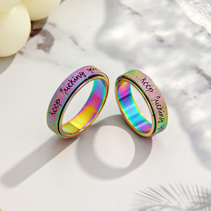 Cadeaux SJ pour Lui et Elle : Bague Anti-Stress Motivationnelle en Acier Inoxydable Sablé – Bijou d'Encouragement - Product Image 1