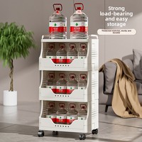 Carrito de Almacenamiento Plegable de Plástico, con Ruedas, para Espacios Reducidos, de 5 Niveles, Minimalista, Moderno y Multiusos para Sala de Estar