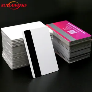 SUNLANRFID kartu Pvc warna Pantone khusus kustom ukuran standar strip magnetik kartu pvc rfid kosong