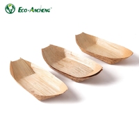 Eco Ancheng Biodégradable Écologique Jetable Feuille Sushi Dessert Plats Assiettes Assiette Bateau en Bambou
