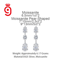 Boucles d'oreilles pendantes Jiuzuan Fashion pour femme, en moissanite taille poire 10*7mm, couleur D, pureté VVS1