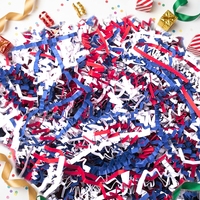 100g de rubans en papier froissé rouge, blanc et bleu, en forme de cœur, pour la décoration de boîtes cadeaux patriotiques USA, idéal pour la fête de l'Indépendance