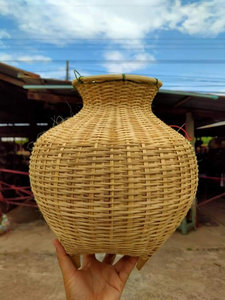 Panier de rangement tissé thaïlandais fait main en bambou naturel, organisateur décoratif pour la maison, fourni par l'usine du Vietnam - Product Image 5