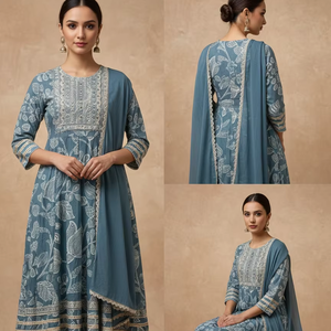 Nouvel ensemble ethnique 3 pièces pour femme en rayonne, idéal pour mariage et soirée, fabriqué avec des matériaux recyclés LDP - Product Image 3