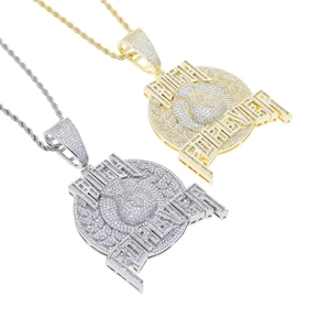 Collier Hip Hop Tendance « Rich Forever » avec Pendentif Bling Zircon, Style <span class=keywords><strong>Rappeur</strong></span>, Bijoux Iced Out, Compatible avec Chaîne Cubaine - Product Image 6