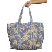 Tas Pantai Wanita Ukuran Besar Grosir, Ringan, Tanpa Ritsleting, Motif Bunga, Cocok untuk Musim Panas, Semi, Gugur, Tas Selempang Quilting