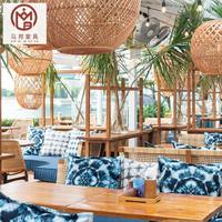 Rustique Simple arabe personnalisé carré en bois massif Table rotin canapé en acier inoxydable cadre chaise extérieur Restaurant ensemble de meubles