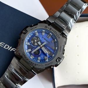 Montre Casi GST B400 en acier inoxydable noir, mouvement mécanique 46,6 mm, étanche 50 bars, lumière LED, heure mondiale, tendance - Product Image 4