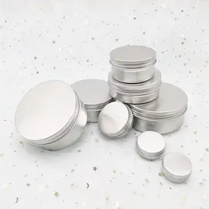 定制高品质薄荷糖10 15毫升4盎司圆形铝锡锅50毫升银化妆品蜡烛盒