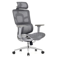 Chaise de bureau ergonomique moderne pivotante avec support lombaire, appui-tête réglable, dossier haut en maille de luxe, pour personnel, en nylon
