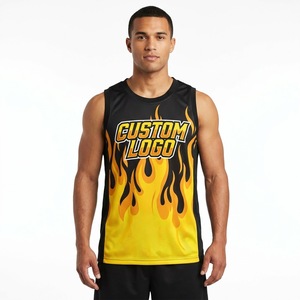 Maillots de basket personnalisés avec impression numérique |   Vêtements de sport unisexes sans manches, respirants, légers, 100% polyester - Product Image 5