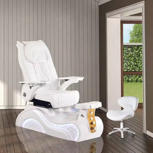 Muebles para Salón de Uñas, Silla de Pedicura Eléctrica Reclinable Negra y Dorada con Masaje, Spa para Pies, Lujo, con Luces LED - Product Image 2
