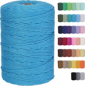 Cordon en macramé bleu <span class=keywords><strong>de</strong></span> 3 mm, corde tressée souple pour suspensions <span class=keywords><strong>de</strong></span> plantes, décorations murales, attrape-rêves, sacs, vêtements, fournitures <span class=keywords><strong>de</strong></span> bricolage - Product Image 1