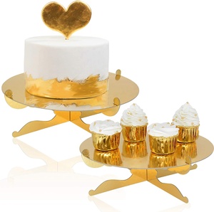 1 Tier Gold Paper Board Cake Decoration Cupcake Stand for Birthday Wedding Paper Box Printing,cake Tools Paper Cardboard Round