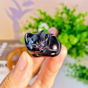 Wholesale Healing Stone Crystal Carving Sleeping <strong>Cat</strong> Natural Mix Crystal Carved Cute <strong>Cat</strong> <strong>Figurine</strong> - Product Image 3