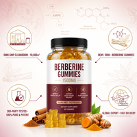 Bonbons gélifiés OEM au complexe de berbérine avec cannelle de Ceylan et berbérine HCL pour le métabolisme et la santé intestinale, 60 unités