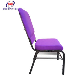 Ghế Nhà Thờ Cạnh Nhau Bằng Sắt Màu Tím Giá Rẻ Bán Sỉ Từ Nhà Cung Cấp Trung Quốc Có Kệ Túi Đựng Đồ, Vải Chống Cháy Tiêu Chuẩn - Product Image 4