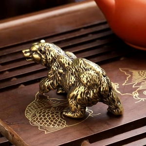1pc Brass Big Bear Polar Tabletop Ornament Imposing Brown Pet for Tea Antique <strong>Copper</strong> <strong>Gift</strong> - Product Image 4
