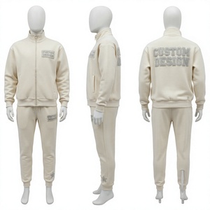 Custom Design Tracksuit Unisex <b>Full</b> <b>Zip</b> <b>Hoodie</b> Jogger Pants 100% Cotton Breathable Casual Autumn Regular Fit - Product Image 1