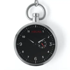 לוגו מותאם אישית מחיר כיס שעון יפני Miyota Movt נירוסטה קוורץ שעון כיס עם שרשרת