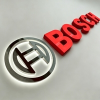Letras Luminosas LED de Resina para Exteriores, Letras Iluminadas LED de Acero Inoxidable Cepillado, Logotipo Comercial Personalizado LED para Centros Comerciales y Talleres Automotrices