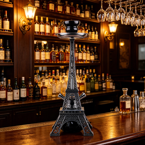 Chicha Tour Eiffel 3 couleurs, ensemble chicha portable en alliage et verre de 39 cm, double tuyau, chicha arabe en forme de stylo, en stock - Product Image 4