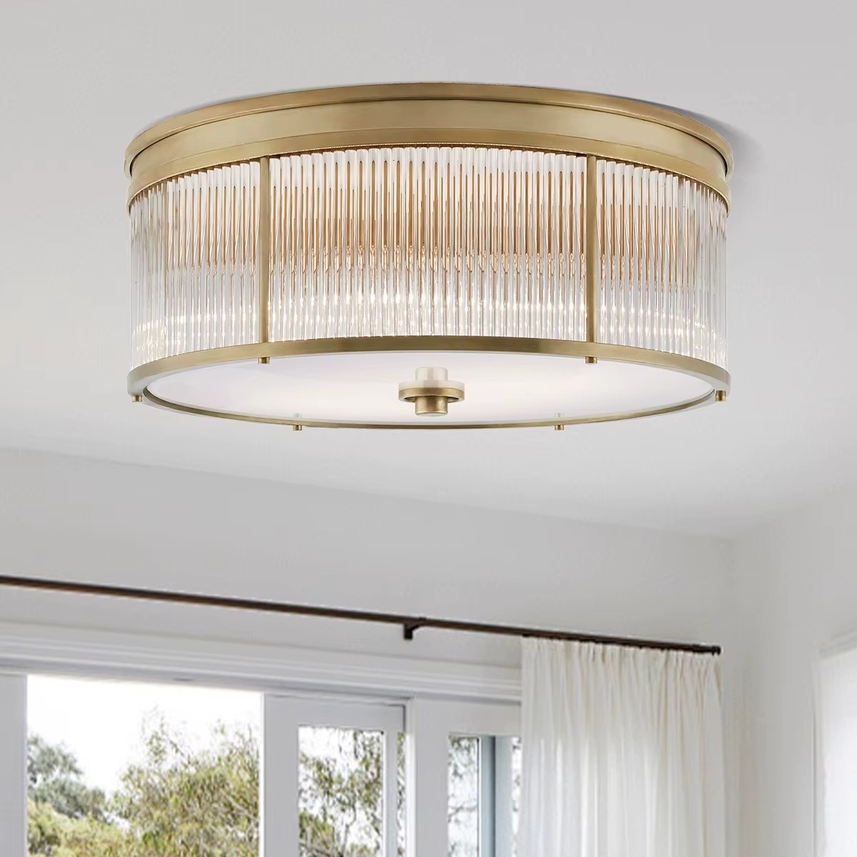 Customized Modern Round Living Room Bedroom Flush Mount Ceiling Light Wholesale Glass Shade Led Ceiling Lamp