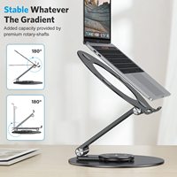 Support pour ordinateur portable réglable avec base rotative à 360 degrés, support ergonomique en aluminium pliable pour MacBook/tous les ordinateurs portables de 10 à 17 pouces
