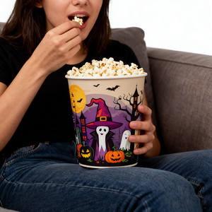 Cubo de papel para palomitas de maíz, desechable, compostable, duradero, con logo personalizado a precio de fábrica, para cine. - Product Image 4